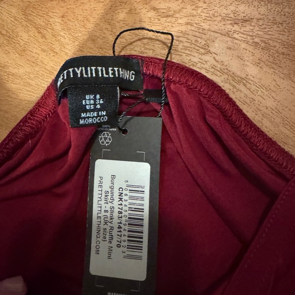 pretty little thing | burgundy slinky ruffle mini skirt - Picture 3 of 4